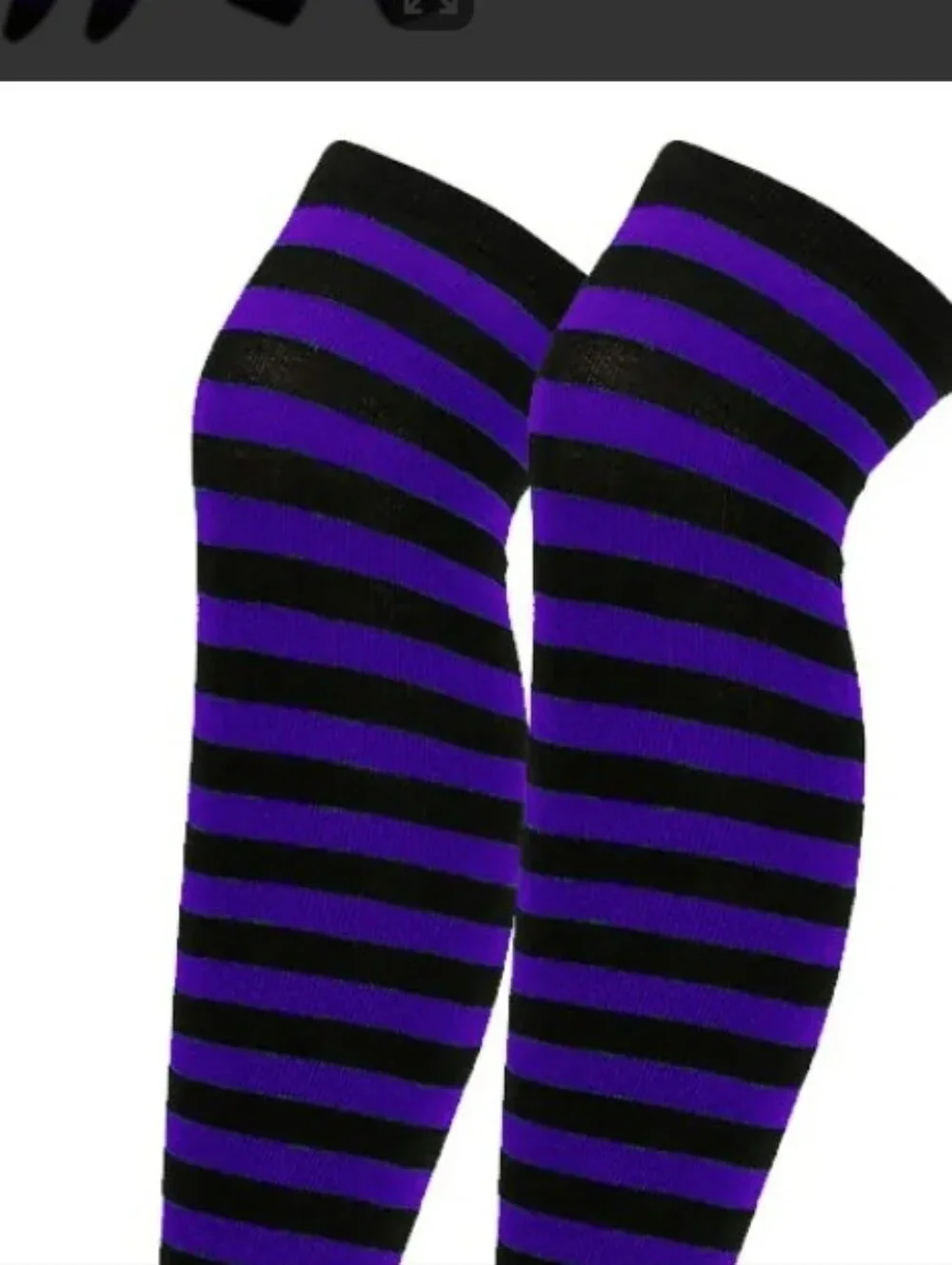 Dark Purple & Black Striped Thigh-High Socks & Arm Warmers